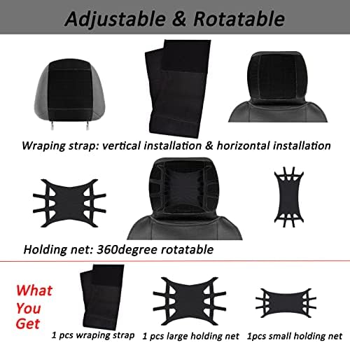 HTLAKIKJ Car Headrest Tablet Holder - Silicone Mount Fit 3.5-11.9 Inches Cell Phone and Tablet in Car Backseat, Car Headrest Holder Compatible with iPhone/iPad/Fire HD in Back Seat for Kids
