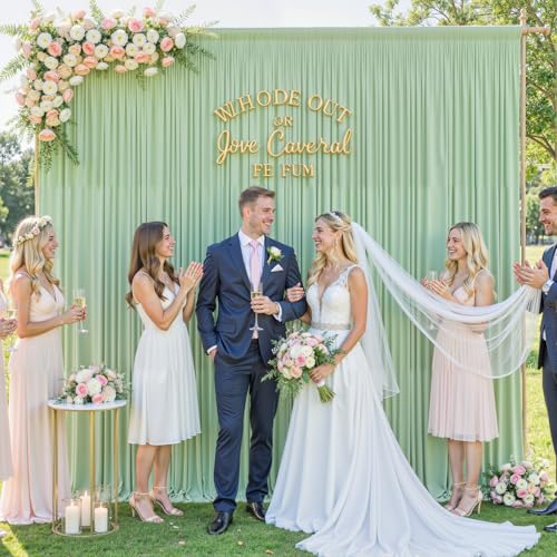 10ft x 7ft Sage Green Backdrop Curtain for Wedding Baby Shower Wrinkle Free Backdrop Drapes Panels for Parties Bridal Shower Birthday Photo Photography Polyester Fabric Background Decoration by Suppromo - Image 2