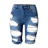 olrain Womens High Waist Ripped Hole Washed Distressed Short Jeans 14 Blue