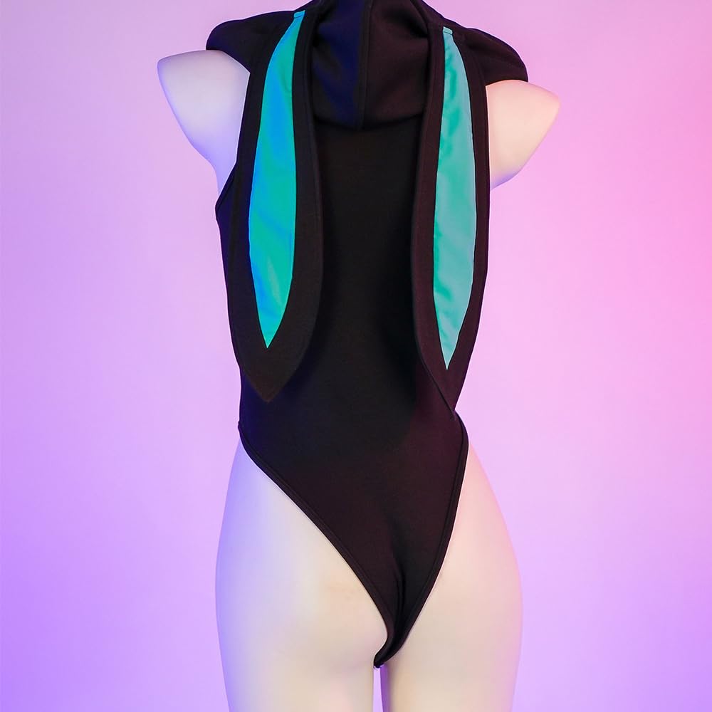 QNCLO Women's sexy cosplay tight fitting anime cute jumpsuit anime Japanese cute lingerie with hat anchor performance suit: Black