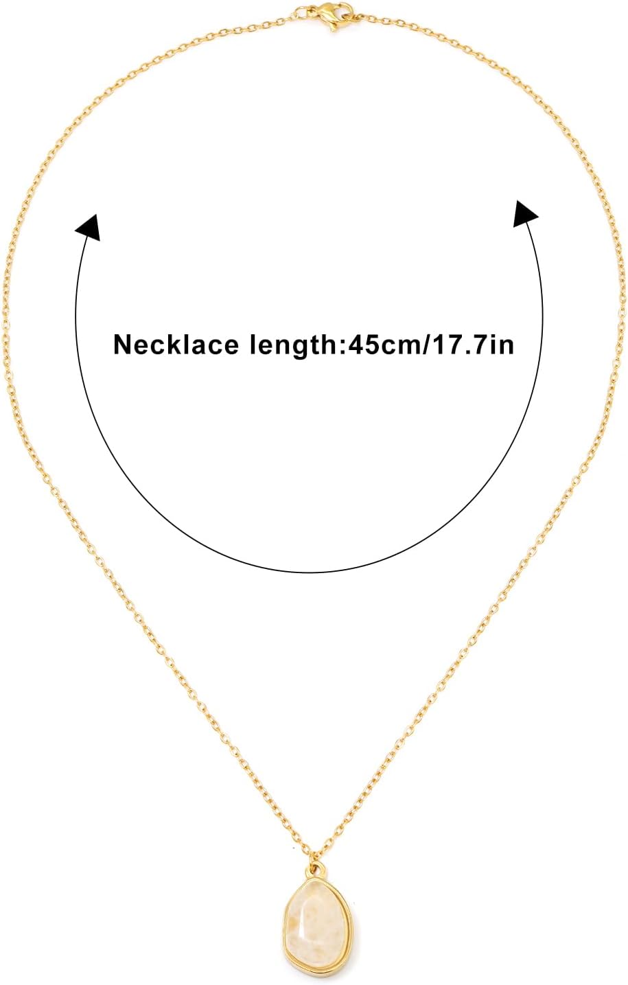 Stone Pendant Necklaces Gemstone Dangle Necklace 18K Gold Plated Teardrop Pendant Necklace for Women - Image 6