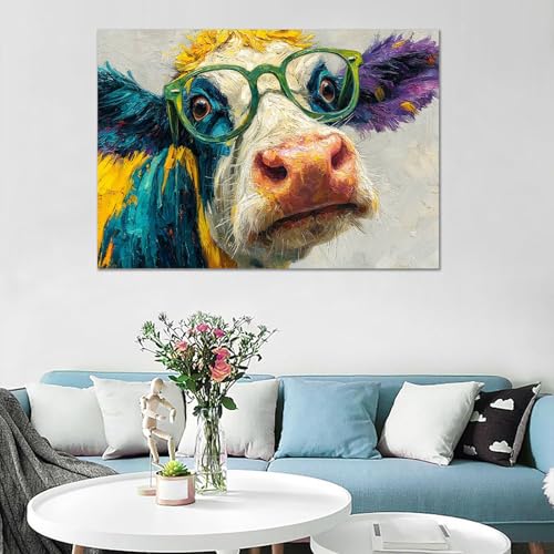Cuadros de baño y salón modernos para transformar estancias con vacas de colores 3