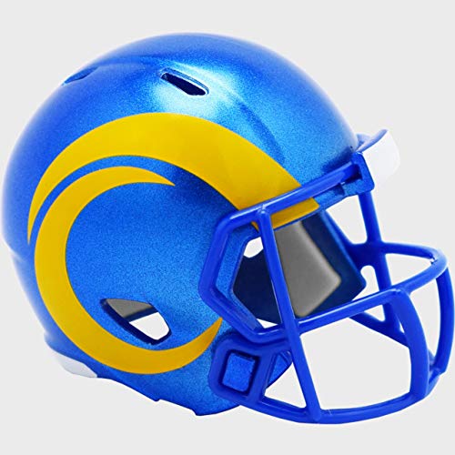 Los Angeles Rams Current Riddell Speed Pocket Pro Mini 2" Football Helmet - New in Riddell Clamshell