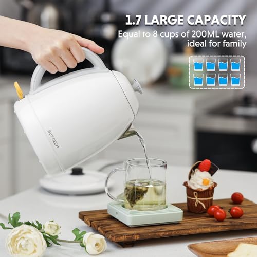 BUYDEEM K640 Stainless Steel Electric Tea Kettle with Auto Shut-Off and Boil Dry Protection, 1.7 Liter Cordless Hot Water Boiler with Swivel Base, 1440W, Arctic White by BUYDEEM - Used condition - Image 2