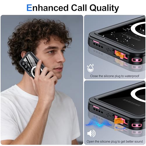 Image of ANTSHARE for Samsung Galaxy S26 Case Waterproof, Built-in Lens & Screen Protector, [Compatible with MagSafe] Shockproof Dropproof Dustproof Full Body Phone Case for S26 6.3 inch-Pink /Clear