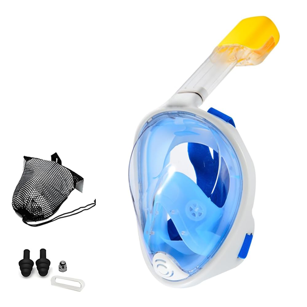 Máscara de buceo, cara completa de 180°, máscara de buceo, respiración libre, tecnología antigolpes y antifugas, con diadema ajustable, adecuada para adultos, adolescentes, niños