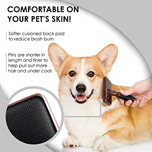 Kenchii Pet Grooming Slicker Brush For Dogs And Cats | Dog And Cat Brush For Shedding | Solid Wood, Non Slip Grip Dematting And Undercoat Brush For Long Or Short Haired Pets | Size Small #TOP3