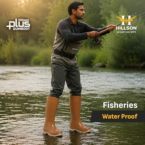Image of Hillson Plus HP03 Gumboot | 100% Waterproof, Dual Density Sole, Anti-Skid Rainboot | Ideal For Monsoons, Fisheries, Farming, Paddy Fields, Food Industry | Size 07 UK /INDIA
