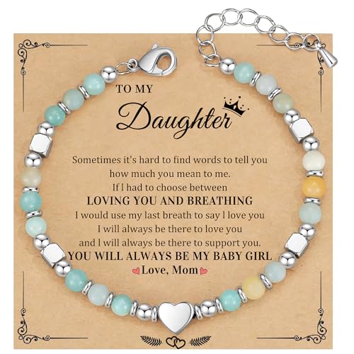 Christmas Gifts for Women, Stocking Stuffers for Teens Beaded Bracelets for Women Gifts for Mom Christmas Gift Mothers Day Gift for Grandma Daughter Bonus Mom Nature Stone Bead Bracelet Graduation Jewelry for Her 2026