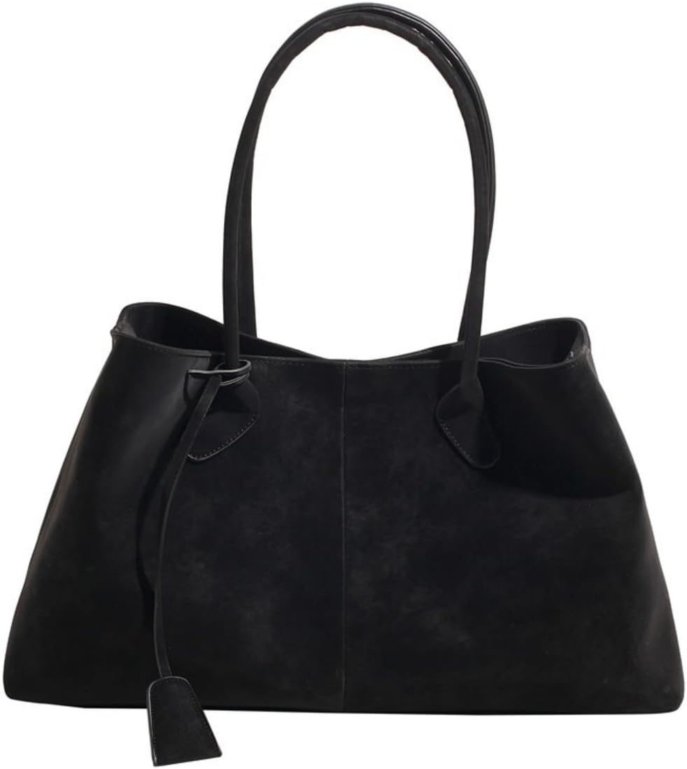 Women Faux Suede Shoulder Tote, Casual Slouchy Large Capacity Handbag, Trendy Minimalist MultiFunctional Shoulder Bag