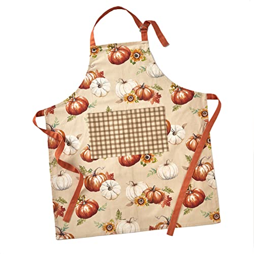 Skl Home Harvest Autumn Pumpkins Apron, Natural #TOP1