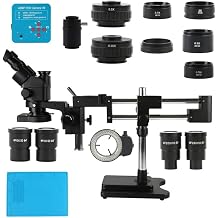 Microscope Observation 3.5X-180X Sliding Double Boom Arm Base Simul Focal Industrial Lab Jewelry Phone Watch Repair Stereo Trinocular Microscope Set48mp 2k HDMI USB C