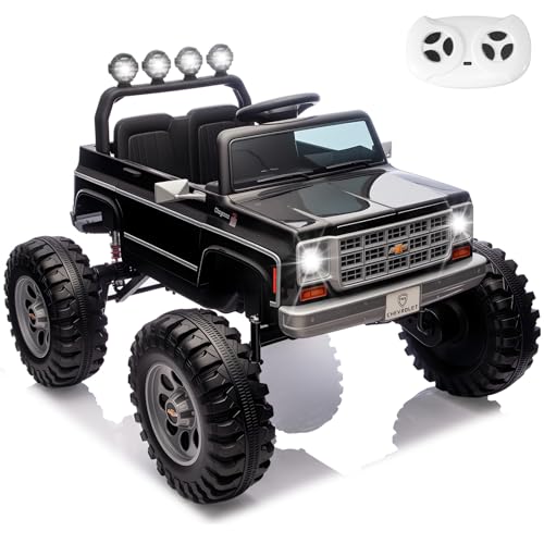 MUKIDY 24V Ride on Car, Licensed Cheyenne Truck w/2X200W Motor, Remote Control, Decoration Streamer, 24 Volt Ride on Toys Power Big Wheels for Big Kids,Black