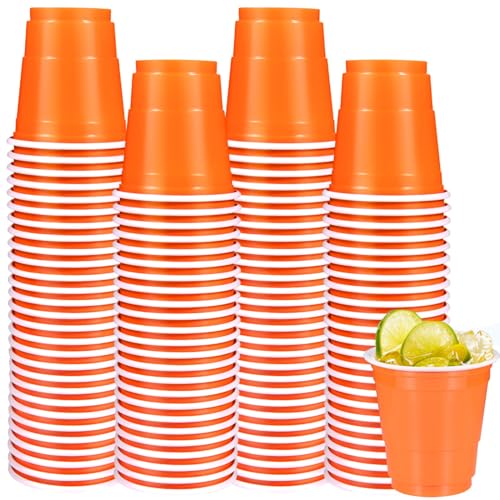 Vumdua Plastic Shot Glasses Disposable - 100 Pack 2 oz Orange Shot Cups