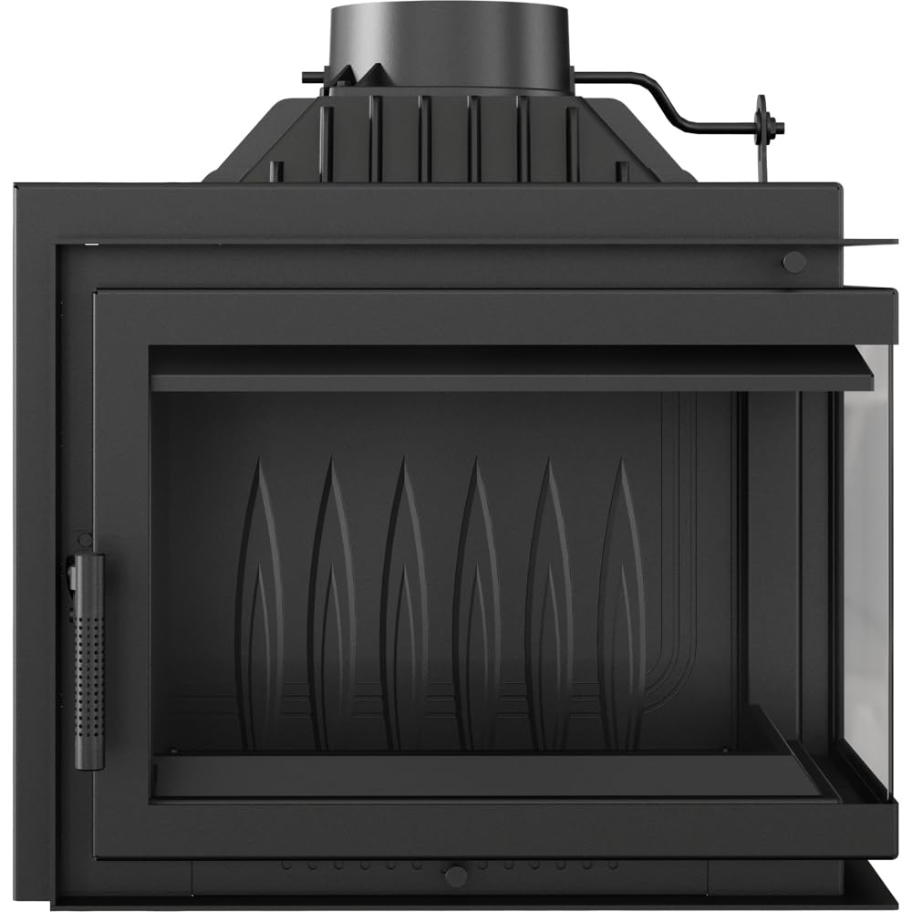 KRATKI Kamineinsatz Holzofen Gusseisen Simple Rechts 8kW BImSchV 2 ⌀200 Einbausatz EEK A