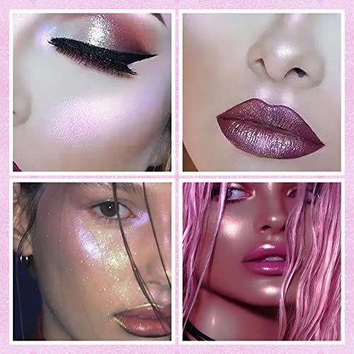 Wiwoseo Crystal Highlighter Makeup Korean Glossier Brightener Asian Face Highlighter Cream Brightener Korean Cosmetics Under Eye Inner Corner Highlighter (Sakura Pink) #TOP5