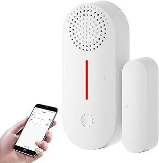WLAN Türalarm Fensteralarm, WiFi Tür und Fenstersensor mit Sirene, App und Sprachsteuerung Alarm, Timing Scharf/Unscharf, Kompatibel mit Alexa Google Assistant für Home Security Sensor Alarm