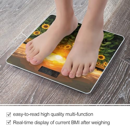 Báscula digital para baño con diseño girasol y cinta métrica miniatura 5