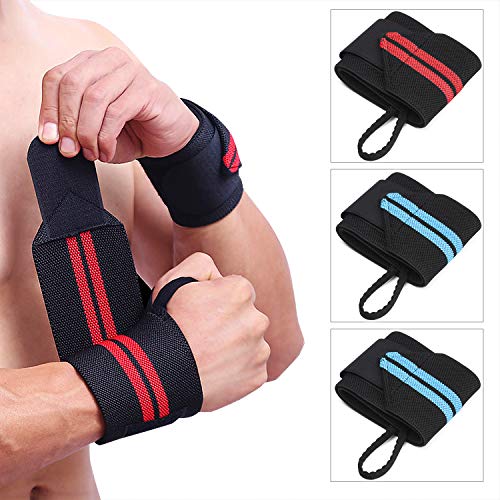 TOBWOLF 4PCS Wrist Wraps for Men Women, Professional 18" Weightlifting Strap with Thumb Loop, Adjustable Carpal Tunnel Wrist Support Braces Bandage for Gym, Workout, Powerlifting