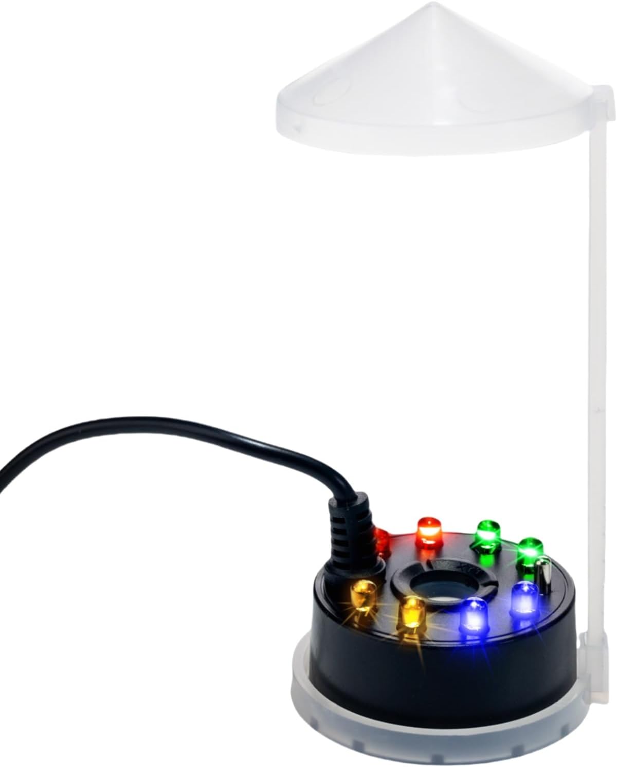 USB Mist Maker Fogger 8 LED Ultrasonic Cool Mist Fountain Humidifier for Halloween Christmas Indoor Party Decor Fish Tank Vase Birdbath with Splash Guard