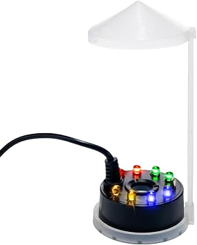 USB Mist Maker Fogger 8 LED Ultrasonic Cool Mist Fountain Humidifier for Halloween Christmas Indoor Party Decor Fish Tank Vase Birdbath with Splash Guard