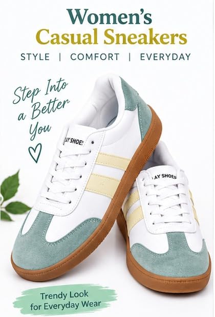 Image of Casual Sneaker Shoes for Women | Soft Cushioned Insole | Sneakers for Woman | Lightweight | Comfortable | Stylish, Trendy Girls and Women Sneakers with Laces