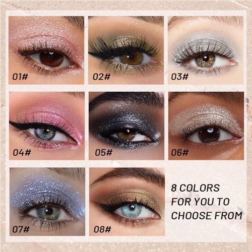 Image of WanTuoluo Sparkly Eyeshadow Palette for Women, Single Monochrome Eye Shadow Makeup, Shiny Pressed Cream Powder, Blendable Natural sombras para ojos, Holographic,Vegan,Travel (06-Glitter-Rose Glod)