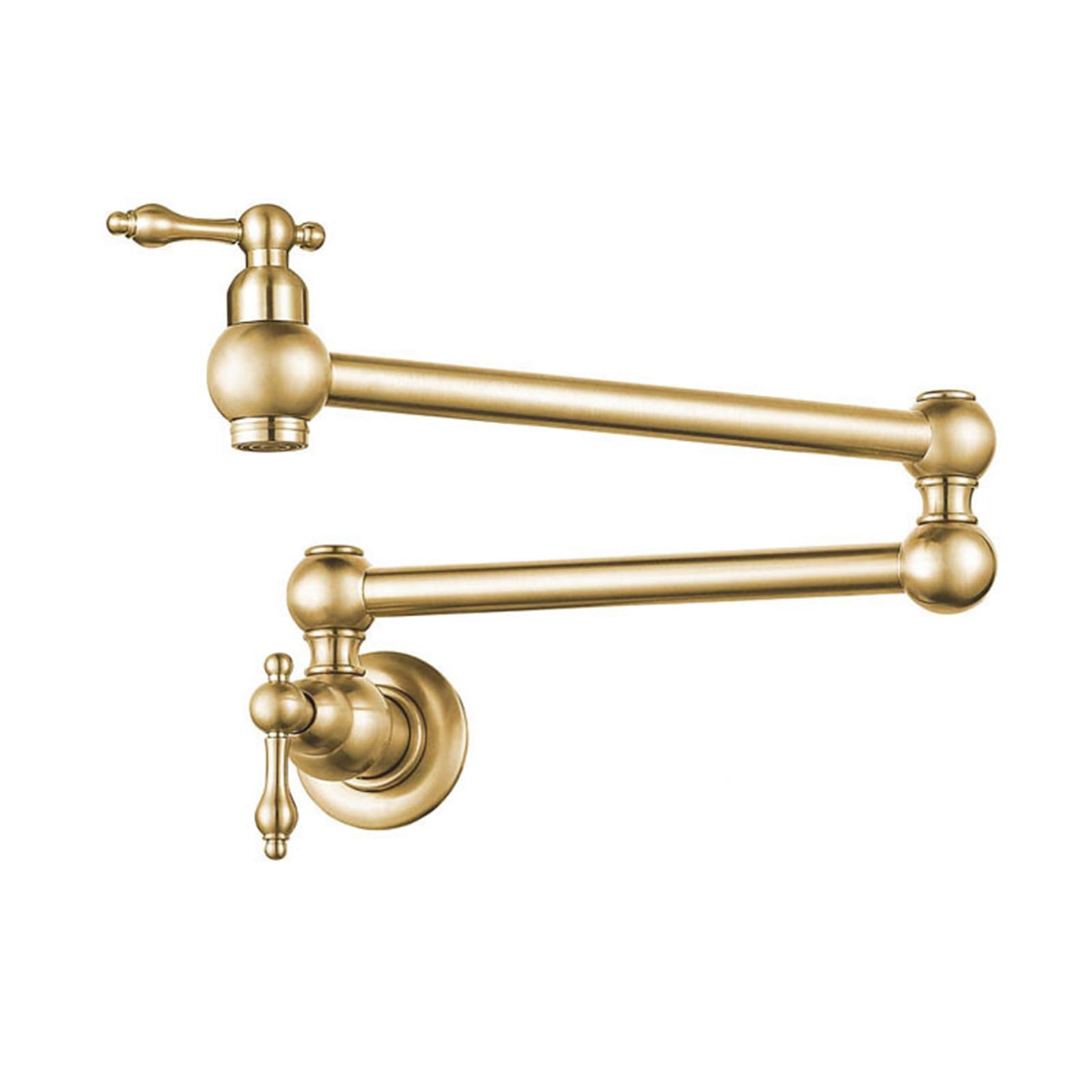 Faucet Pieghevole da Cucina a Muro a Muro a Doppia Maniglia Rubinetto Ottone Freddo, Nero