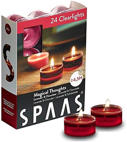 Spaas 24 Scented Clearlights, Tealights in Transparent Clear Cup, 4.5 Hours, Magical Thoughts