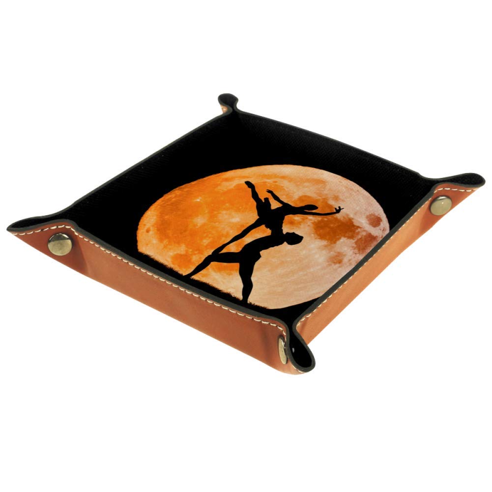 Leather Trinket Tray Dancing in The Moonlight Bedside Storage for Keys Phone Coins Watches Jewellery Storage Box Organiser Catchall Valet Tidy Trays