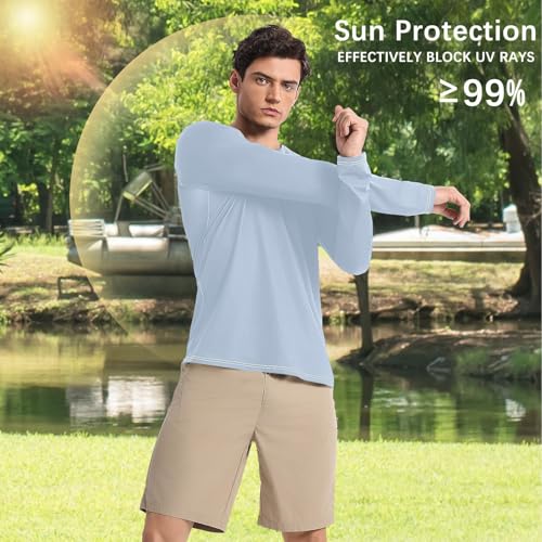 Light Steel Blue Men's UPF 50+ Quick Drying Long Sleeve Men's Sun Shirt Long Sleeve Running4