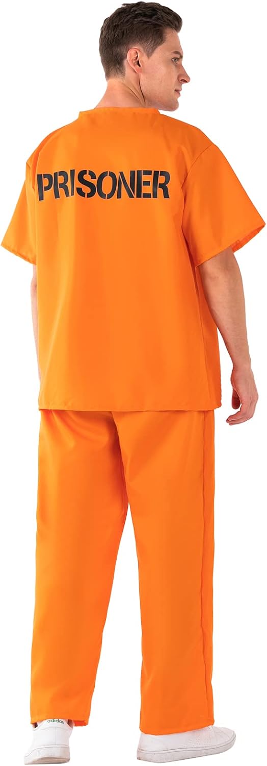 Prisoner Costume Criminal Jail Costume Orange Prison Inmate Jumpsuit Halloween Cosplay Prison Outfit - Image 3