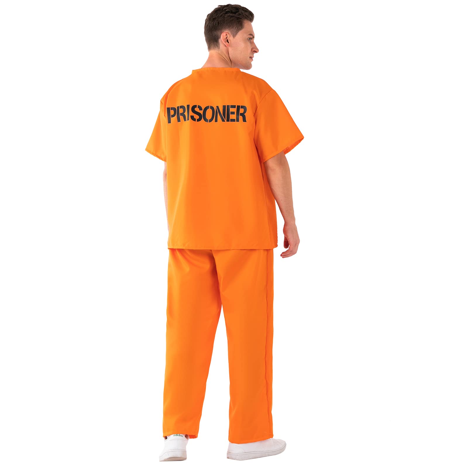 nezababy Prisoner Costume Men Jail Costume Inmate Costume Prison Suit Criminal Clothing Striped Outfit Halloween Cosplay (Prisoner Costume - Image 2