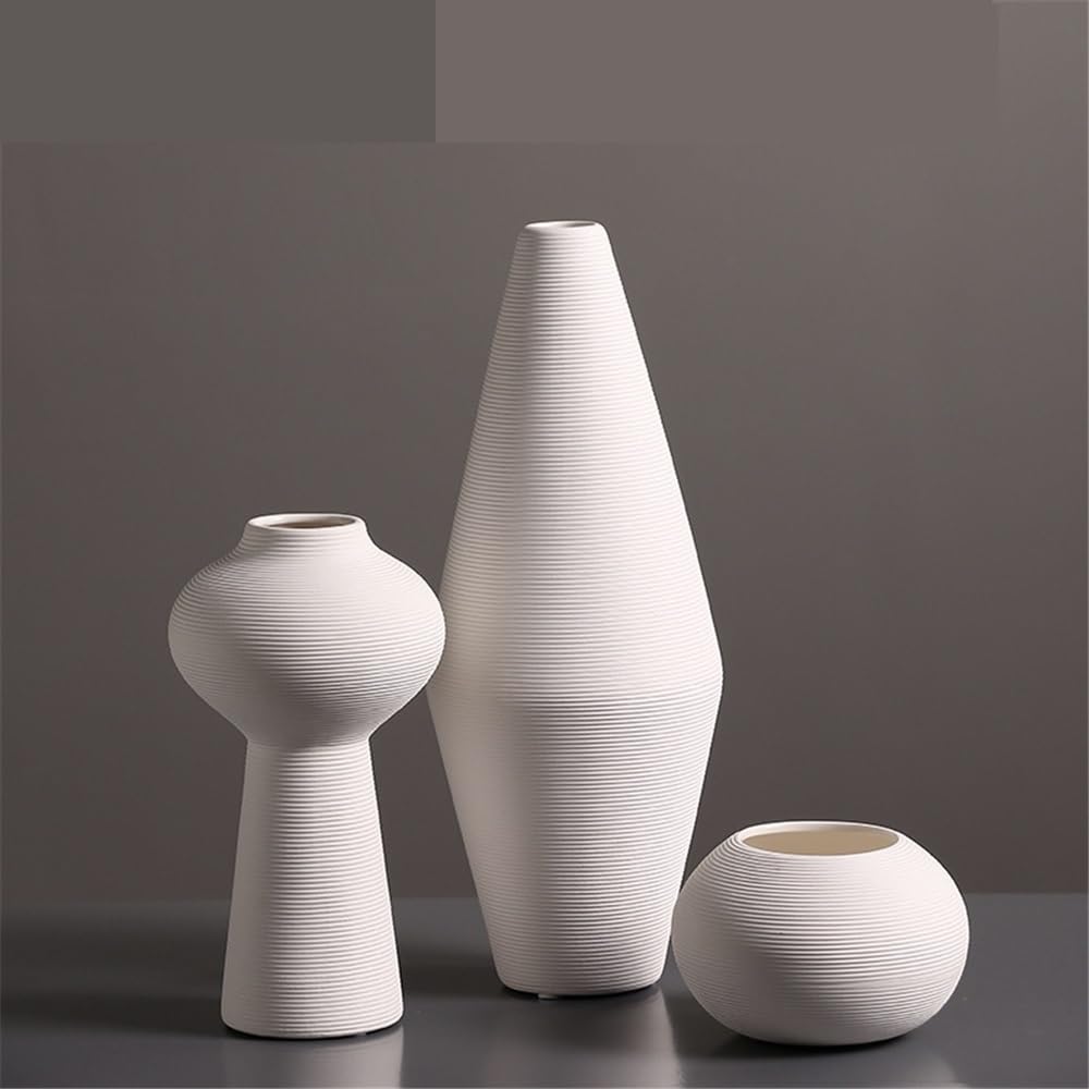 Jarrones Decorativos Modernos Jarrón Combinado de cerámica Blanca for arreglos Florales, for la Entrada de la Sala de Estar del hogar. Jarrones