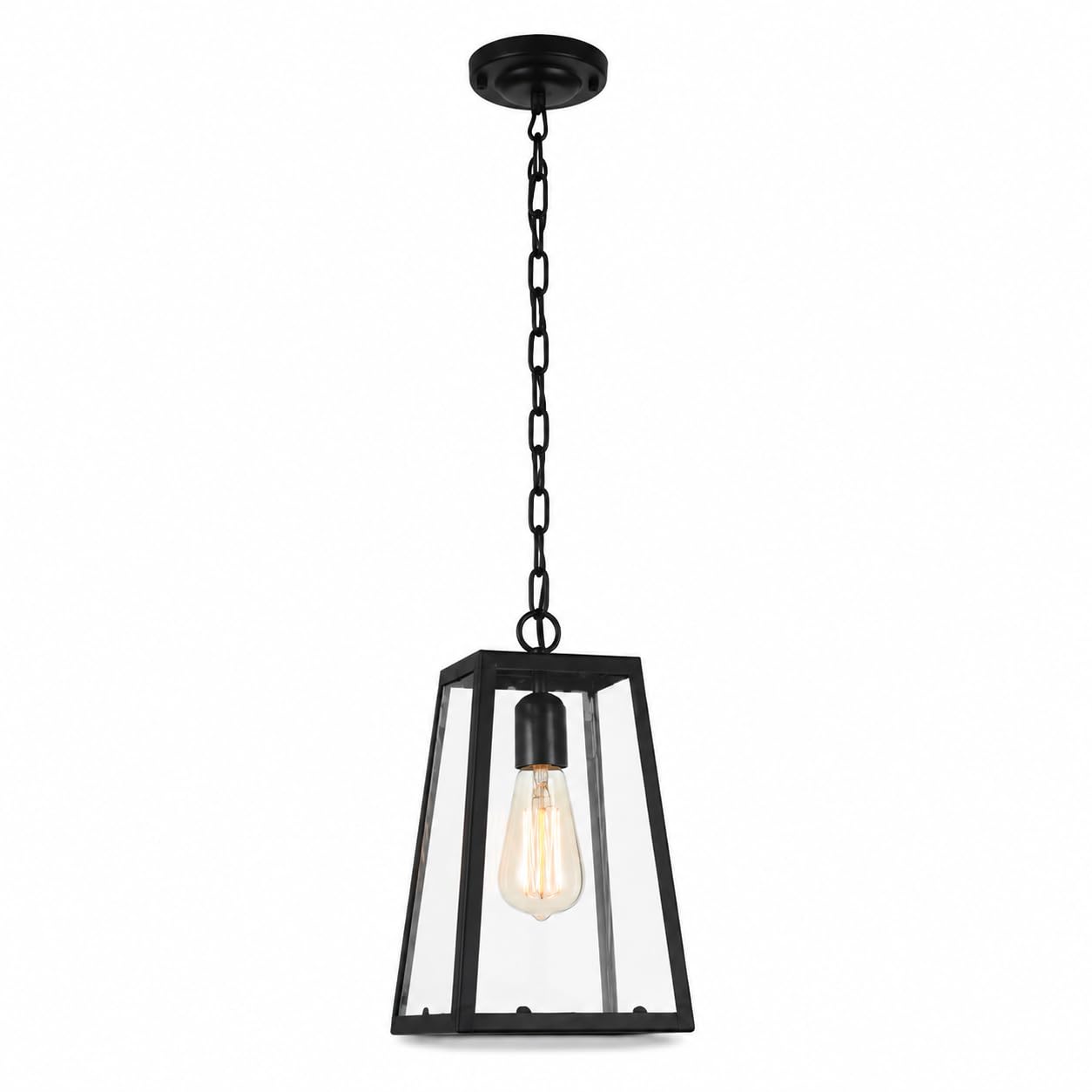 Lampa wisząca czarna z przezroczystym szklanym panelem