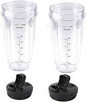 Vista 9 de Vaso de repuesto de 12 oz con tapa de boquilla para 900 W 1000 W Nutri Ninja Blender Auto iQ 900w 1000w Nutri Ninja Blender Auto iQ Series (2, 12 oz)