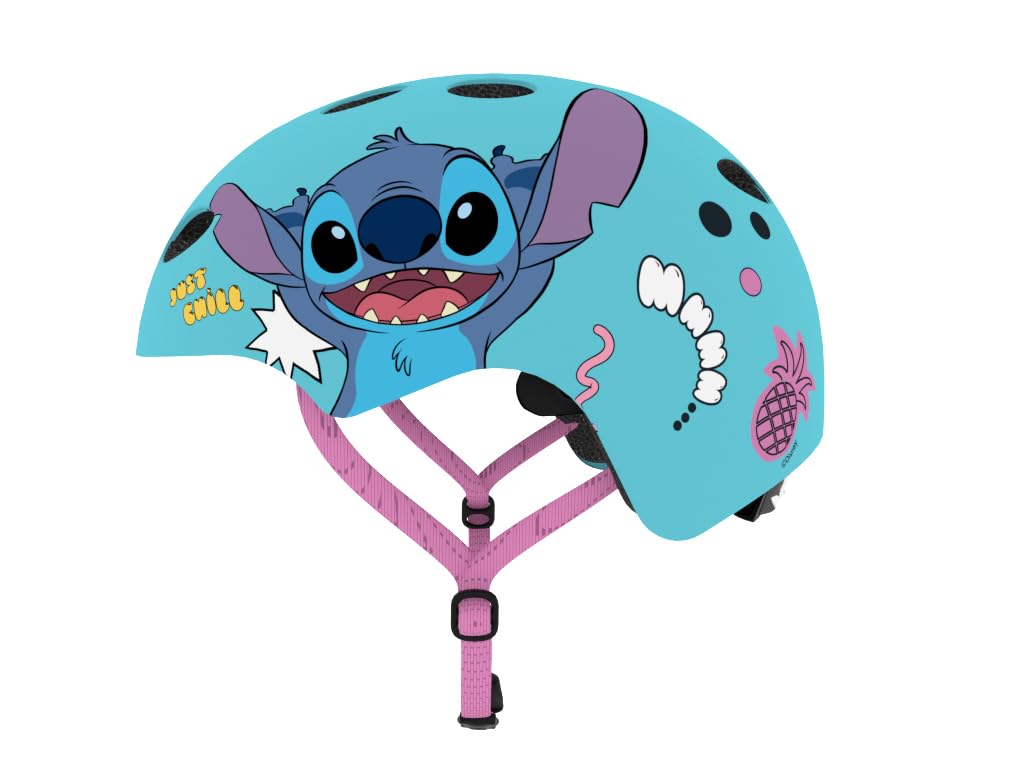 Seven Polska Disney - Casco da bicicletta Stitch, Roller Blades, Skater, 52-56 cm, a partire da circa 6 anni