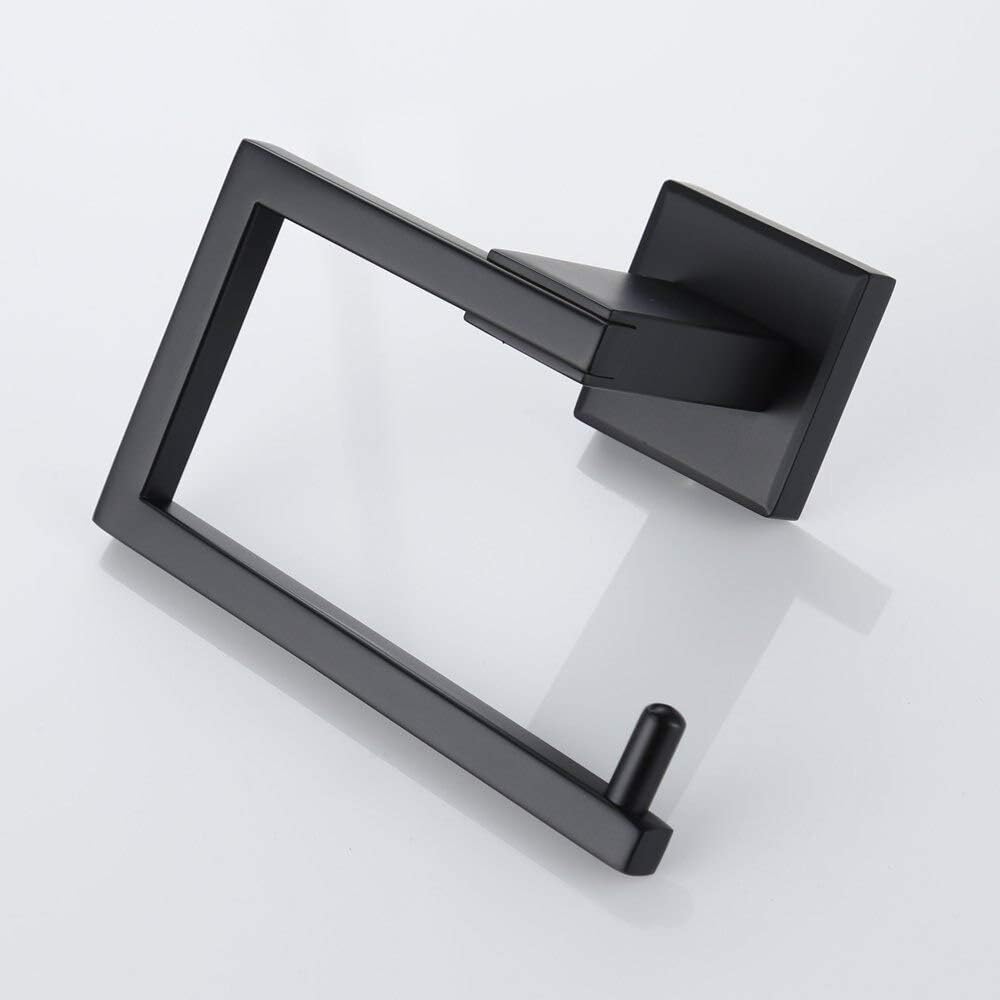 Matt Black Wall Mount Stainless Steel 4-Piece Bathroom Accessory Set Towel Bar Toilet Holder Towel Ring and Robe Hook