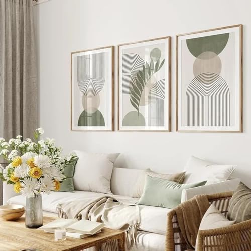 Géométrie Mur Art Toile Peinture Sauge Vert Premium Impression Haute Définition