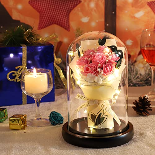 Beautiful Forever Roses In A Glass Dome,Beauty And The Beast Roses,The Pretty Gift For Birthdays,Valentine's Day,Anniversaries,Christmas,Mother's Day For Girlfriend,Wife,Mother And Female Friends #TOP3