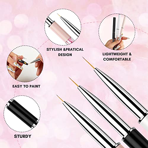 Makartt 3Pcs Nail Art Brushes And Pink Lint Free Nail Wipes Bundle, Thin Liner Brush Detail Design Pen Set, 1000Pcs Super Absorbent Soft Nail Wipes #TOP4