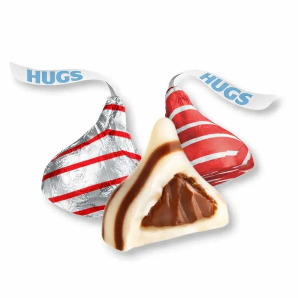 Striped Milk Chocolate and White Creme Candy Pieces Red and Silver Foil Bulk Bag - 5 lb (Approx. 500 pieces)
