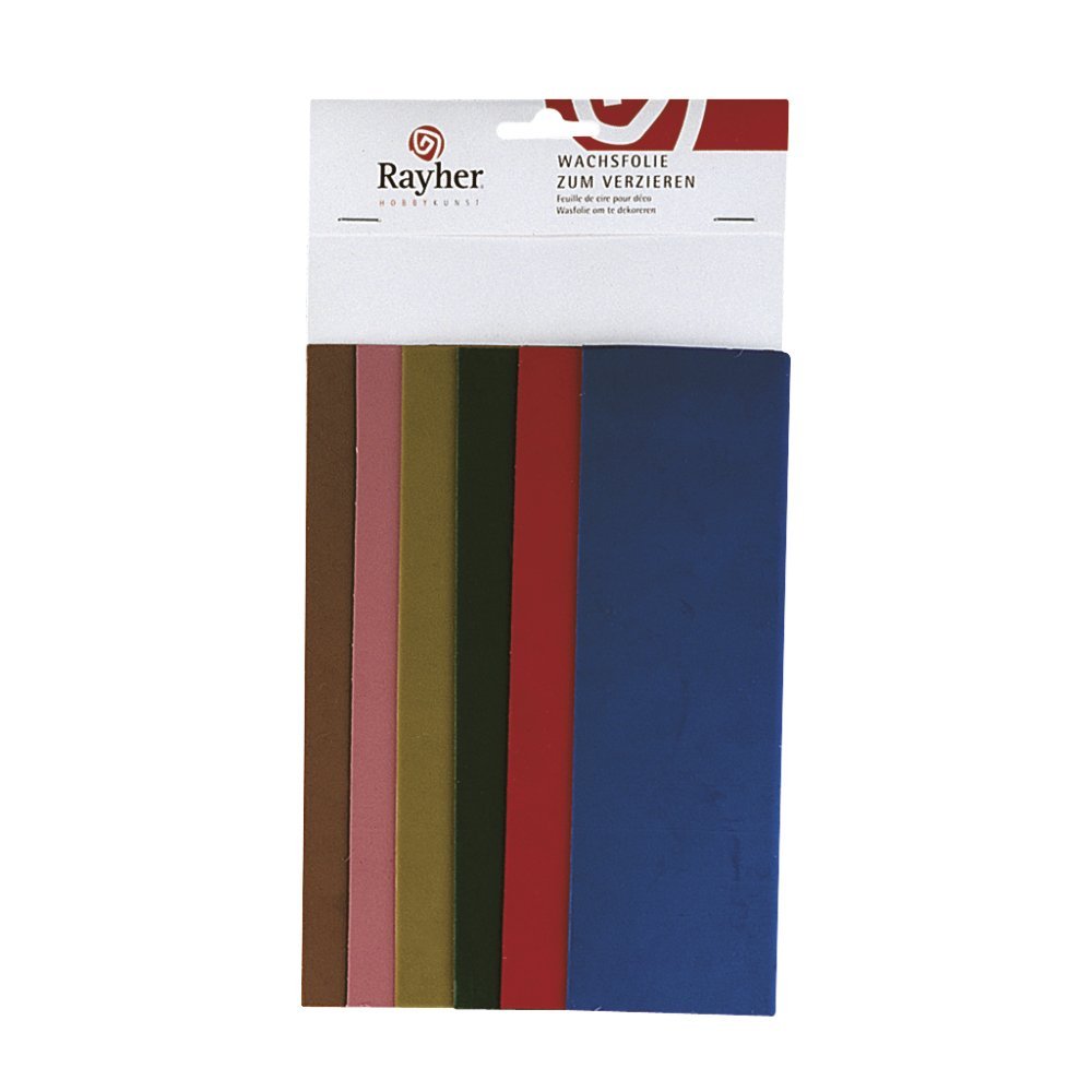 Rayher Hobby 3102300 Decorative Wax, Country Tones, Set of 6 Decorative Wax Plates, Assorted Colours, Each 20 x 6.5 cm, Wax for Decorating Candles, Candle Wax, Wax Foil