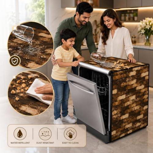 Image of Dishwasher Cover for 12 to 15 Place Setting | Water-Resistant Dustproof Zip Cover | Universal Fit Compatible with Bosch, LG, IFB, Hafele, Faber & More | 63 x 63 x 88 cm | Design 8