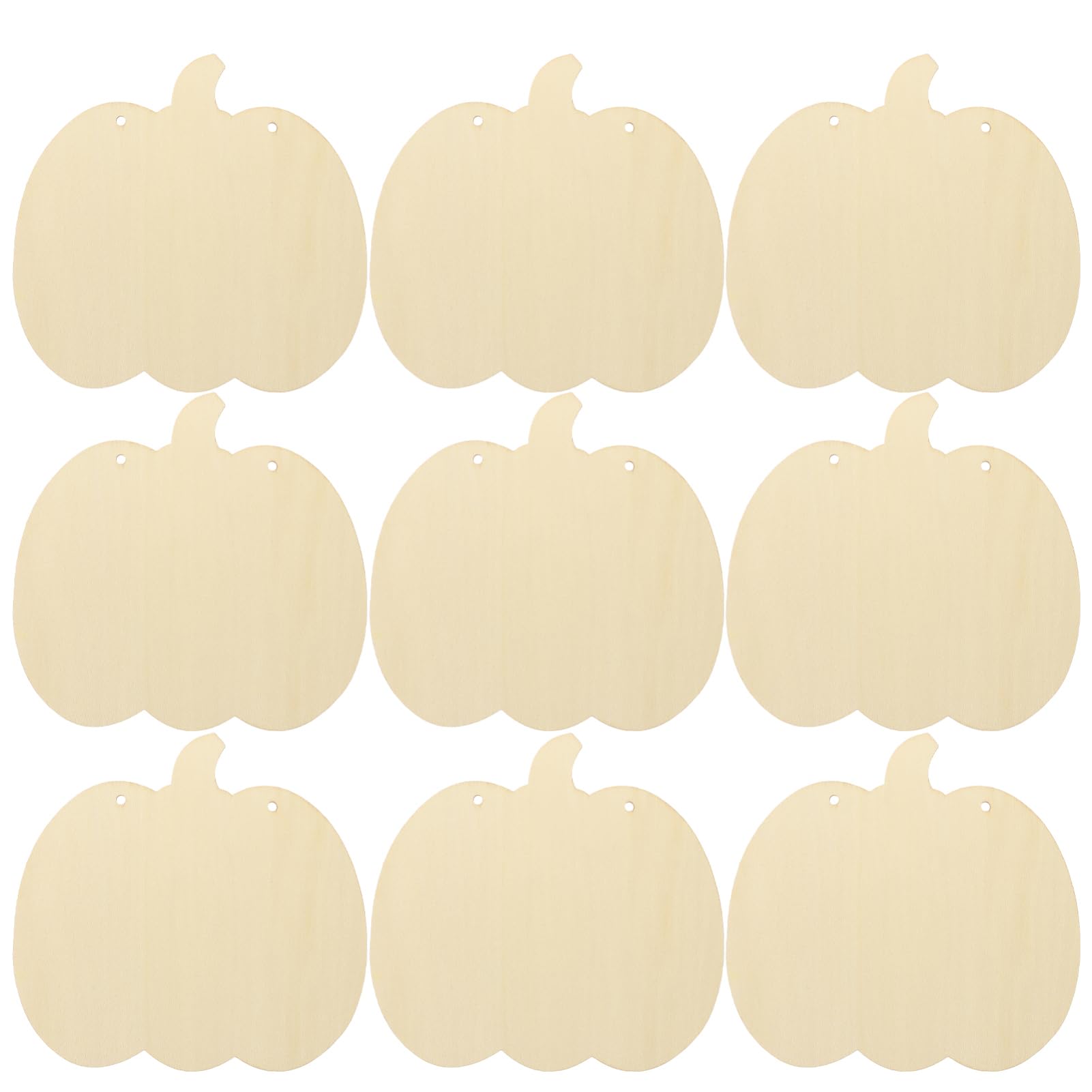 Operitacx 10Pcs Pumpkin Wood Cutouts, Unfinished Wooden Ornaments Paintable Blank Pumpkin Hanging Wood Slices DIY Craft for Halloween Thanksgiving Autumn Home Decoration