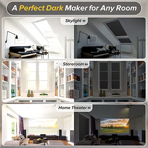 Rabbitgoo Total Blackout Window Film Privacy Room Darkening Window Tint For Home, 100% Light Blocking Black Window Cover, Removable Static Cling Glass Window Sun Blocker 17.5" X 78.7" #TOP6