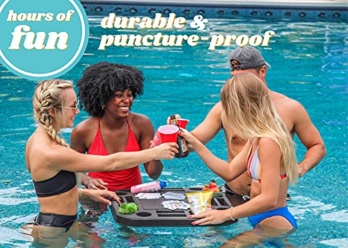 Polar Whale Floating Medium Poker Table Game Tray for Pool or Beach Party Float Lounge Durable Foam 23 Inch Chip Slots Drink Holders with Waterproof Playing Cards Deck UV Resistant