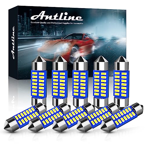 Antline DE3175 DE3021 DE3022 3175 31MM 1.22LED Bulb White Super Bright Canbus Error Free 12 Volt Replacements for Interior Dome Map Vanity Mirror Sun Visor Lights (Pack of 10)