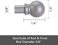Vista 5 de Barras de cortina para ventanas de 48 a 84-93 pulgadas, juego de barras de cortina decorativas de metal resistente de 5/8 pulgadas con uniones