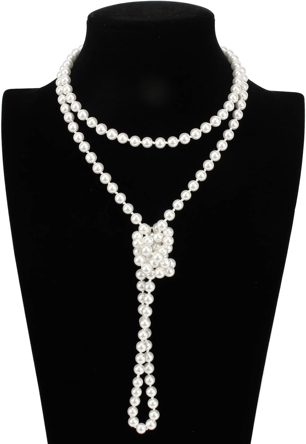 1920s Faux Pearl Strand Necklace for Women Costume Jewelry With Rhinestone Charm Suitable for Weddings Party Daily
